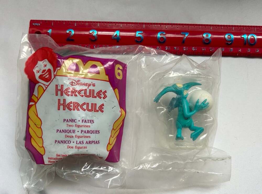 1996 McDonalds Happy Meal Kids Toy Disney Hercules Panic & Fates Figure #6 New